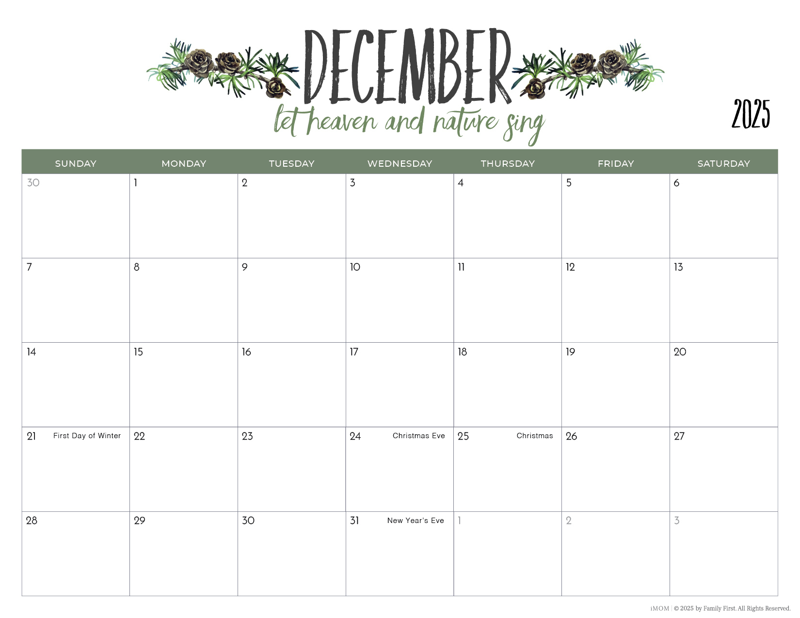 2025 Printable Calendars2025-2026 Printable Calendars For Moms - Imom intended for Imom Printable Calendar December 2025