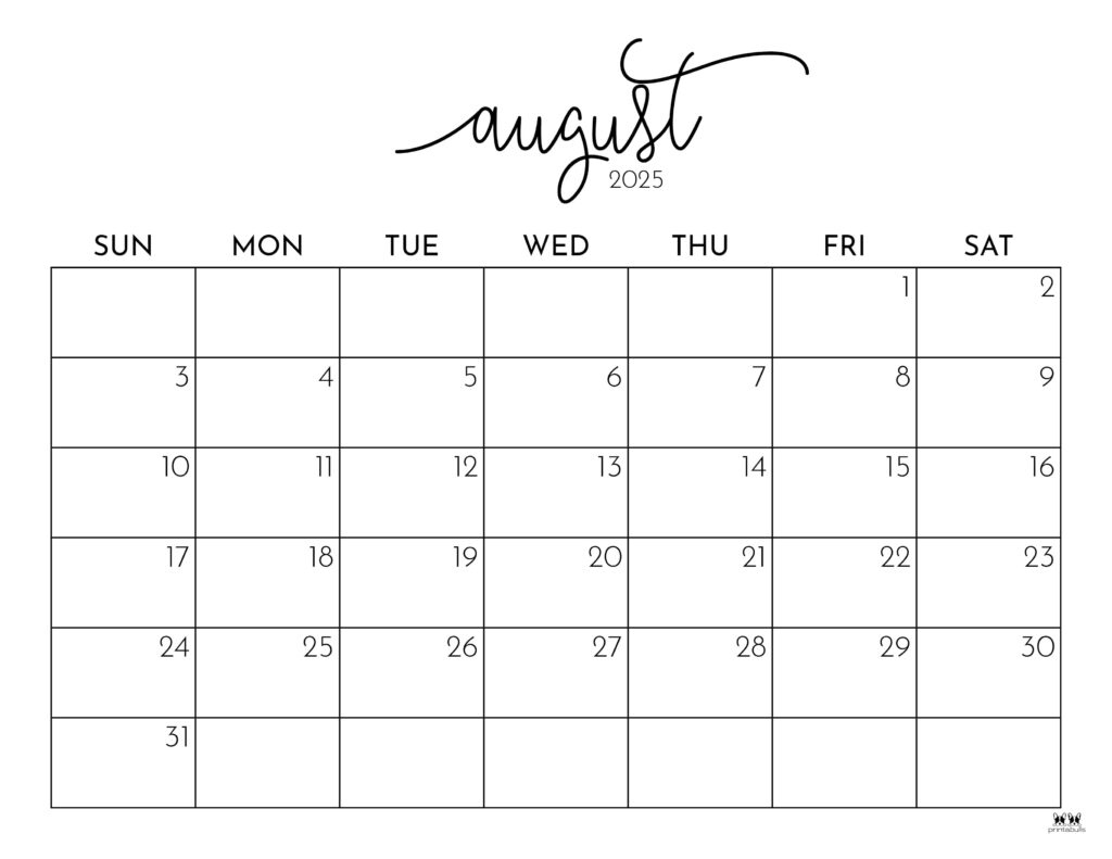 August 2025 Calendars - 107 Free Printables | Printabulls with regard to Printable Calendar August To December 2025