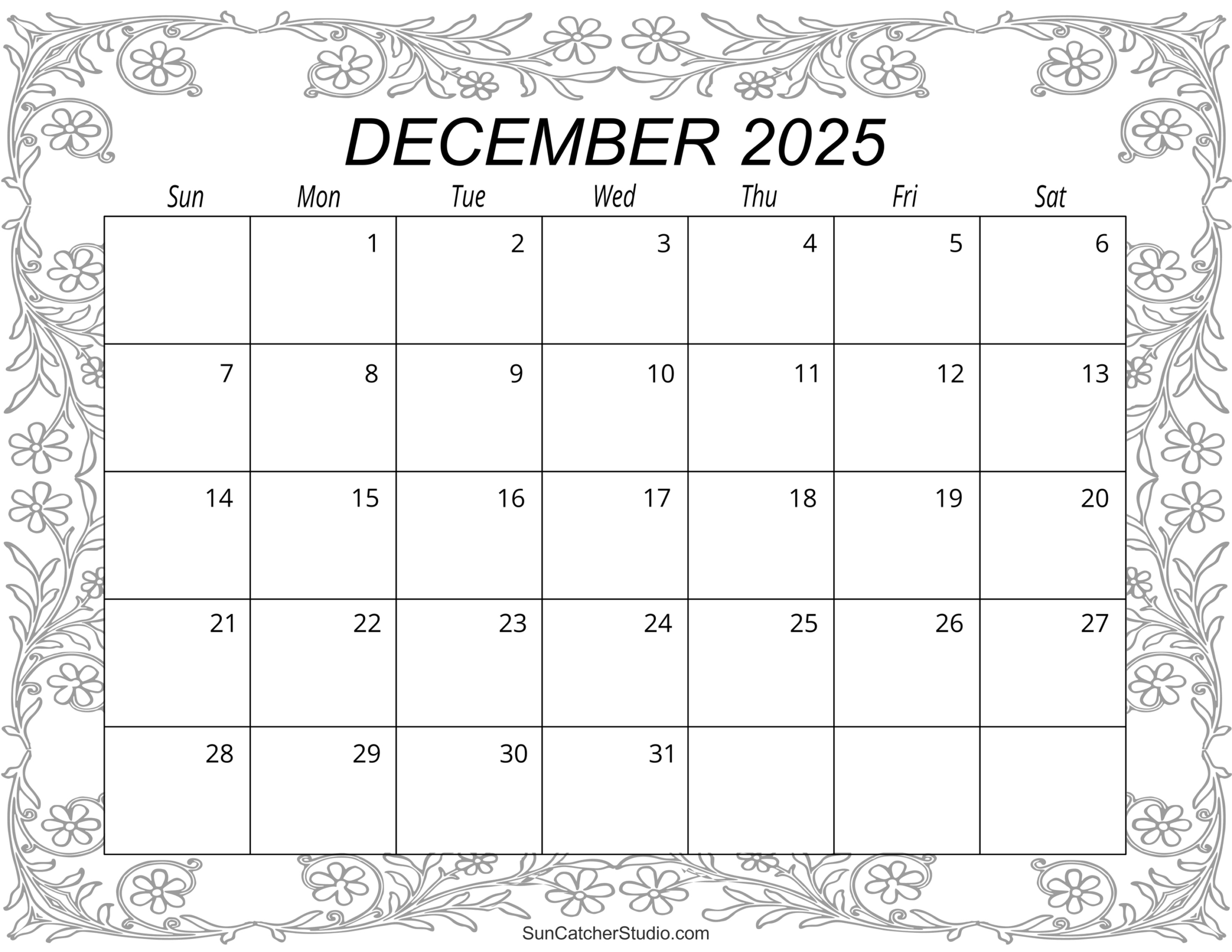 December 2025 Calendar (Free Printable) – Free Printables in Free Printable 2025 Coloring Pages Calendar December