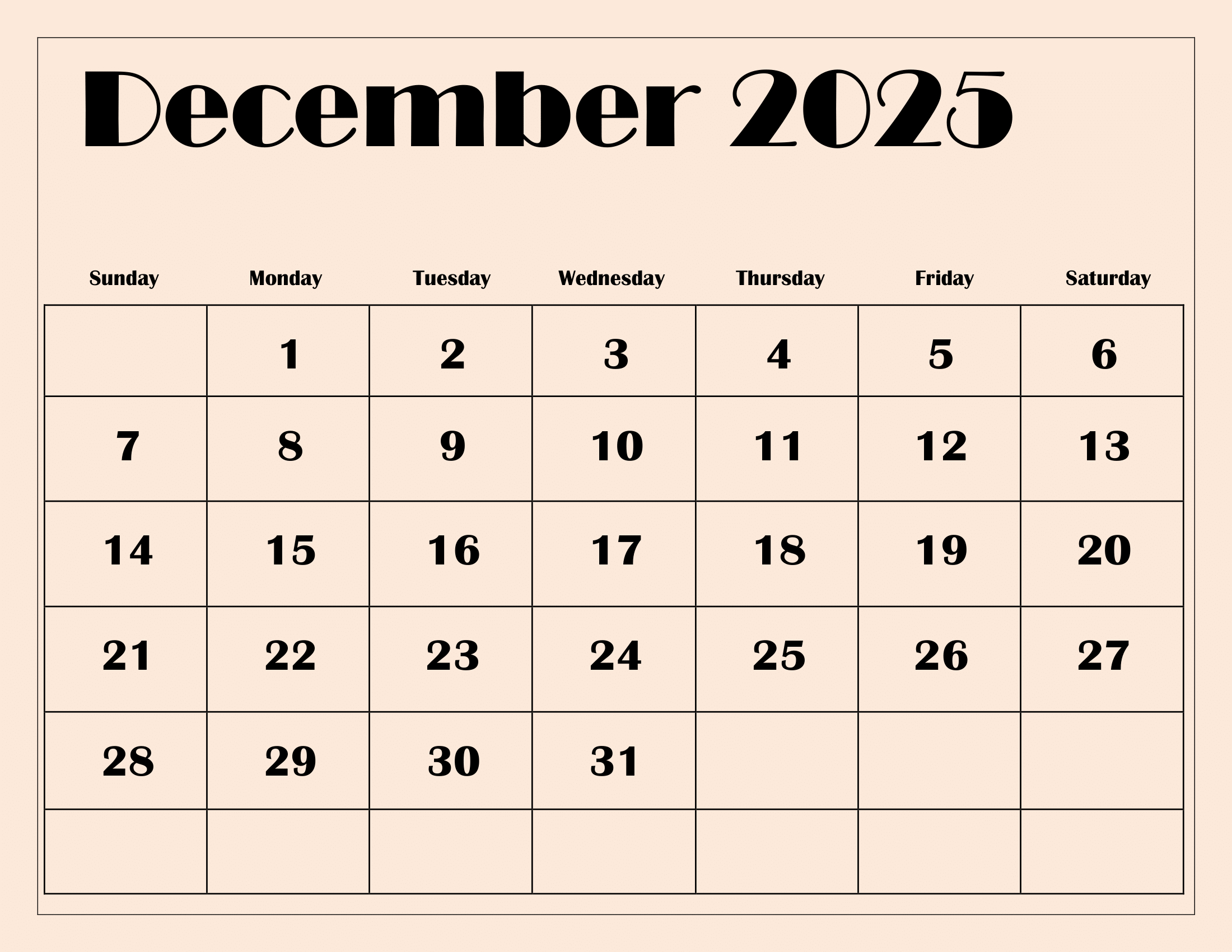 December 2025 Calendar Printable Pdf Template With Holidays in December 2025 Calendar Printable Word