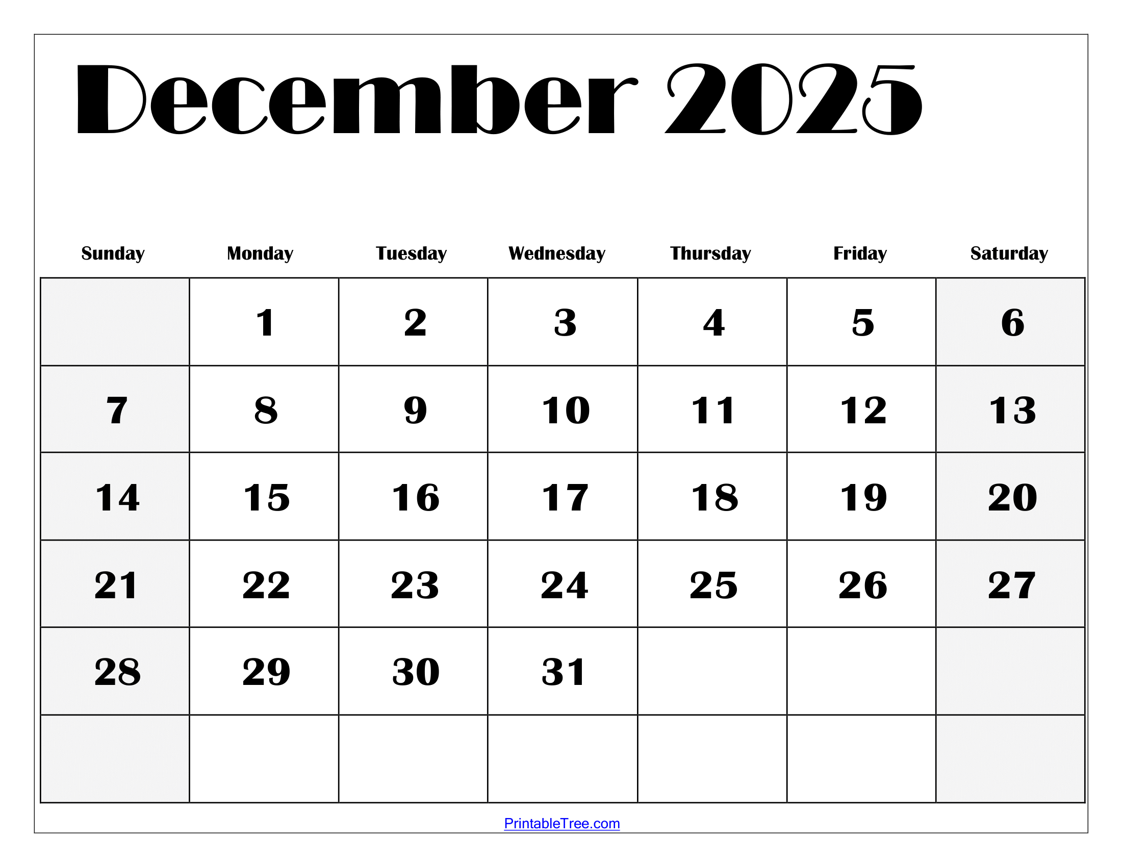 December 2025 Calendar Printable Pdf Template With Holidays in Printable December 2025 January Calendar