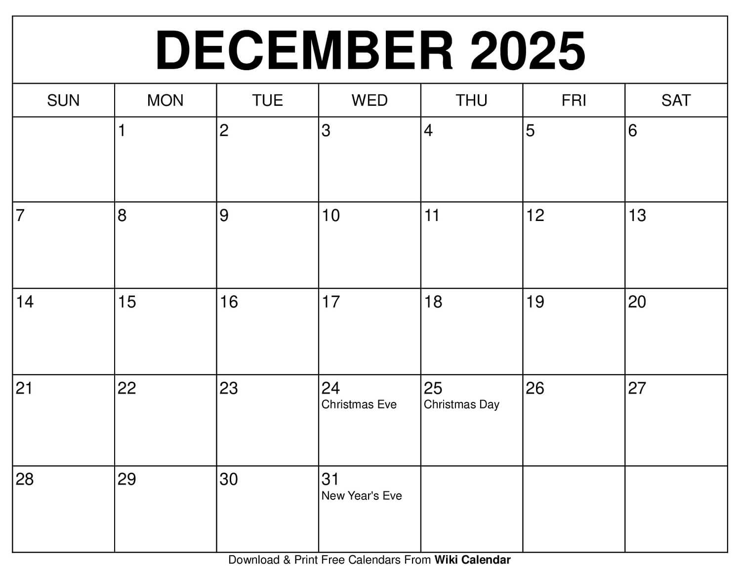 December 2025 Calendar - Printable Templates & More with December 2025 Weekly Calendar Printable
