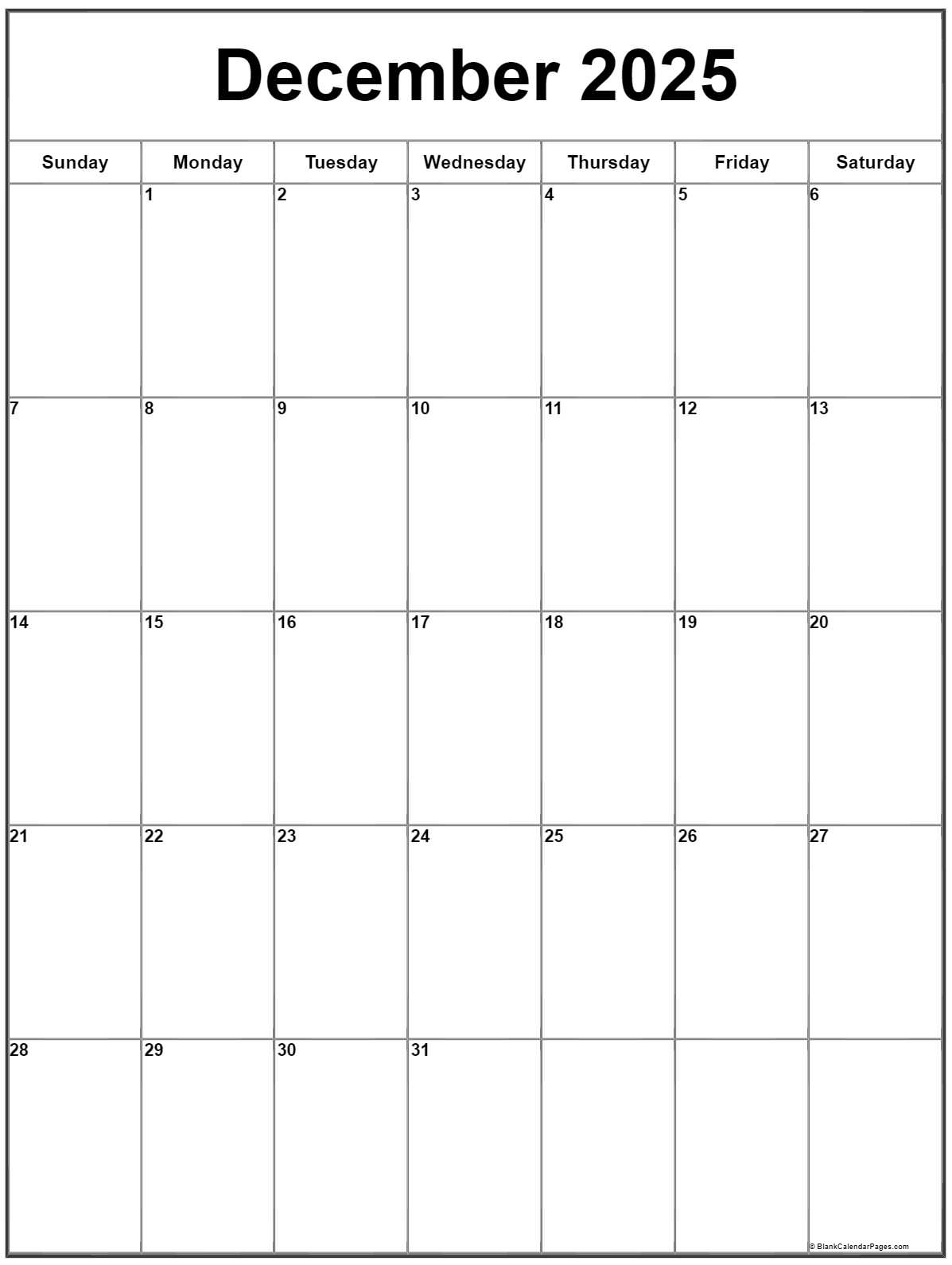 December 2025 Vertical Calendar | Portrait within December 2025 Vertical Calendar Printable