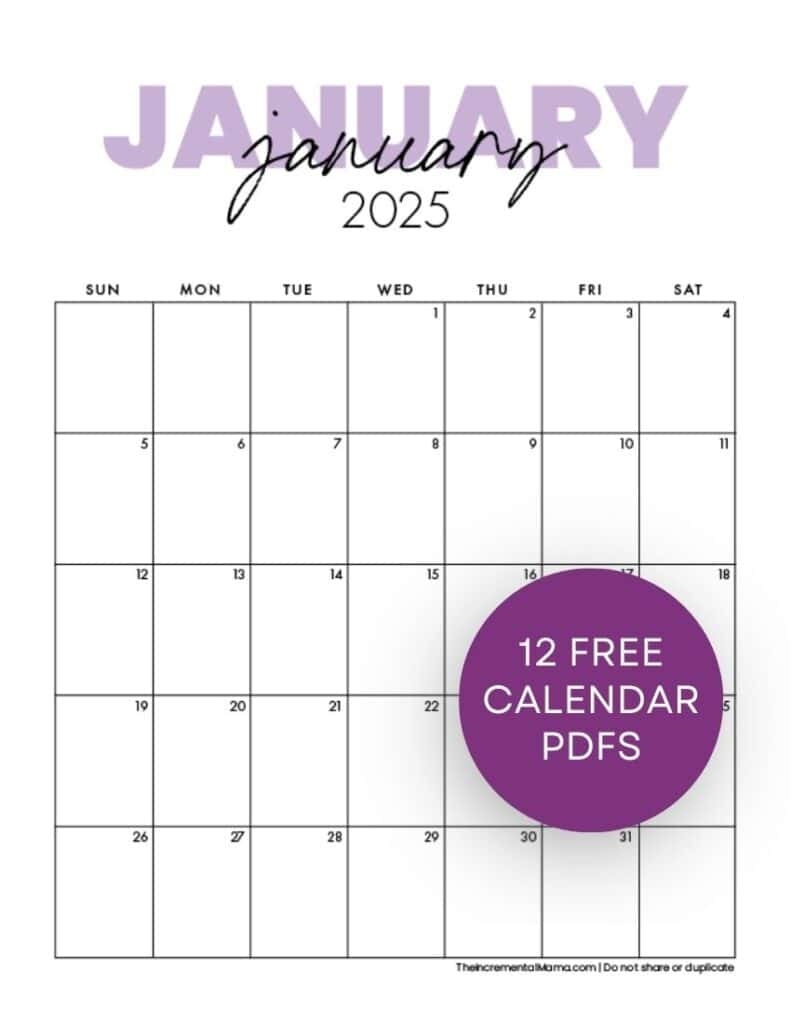 Free 2025 Monthly Calendar Template - January To December pertaining to January - December 2025 Calendar Printable