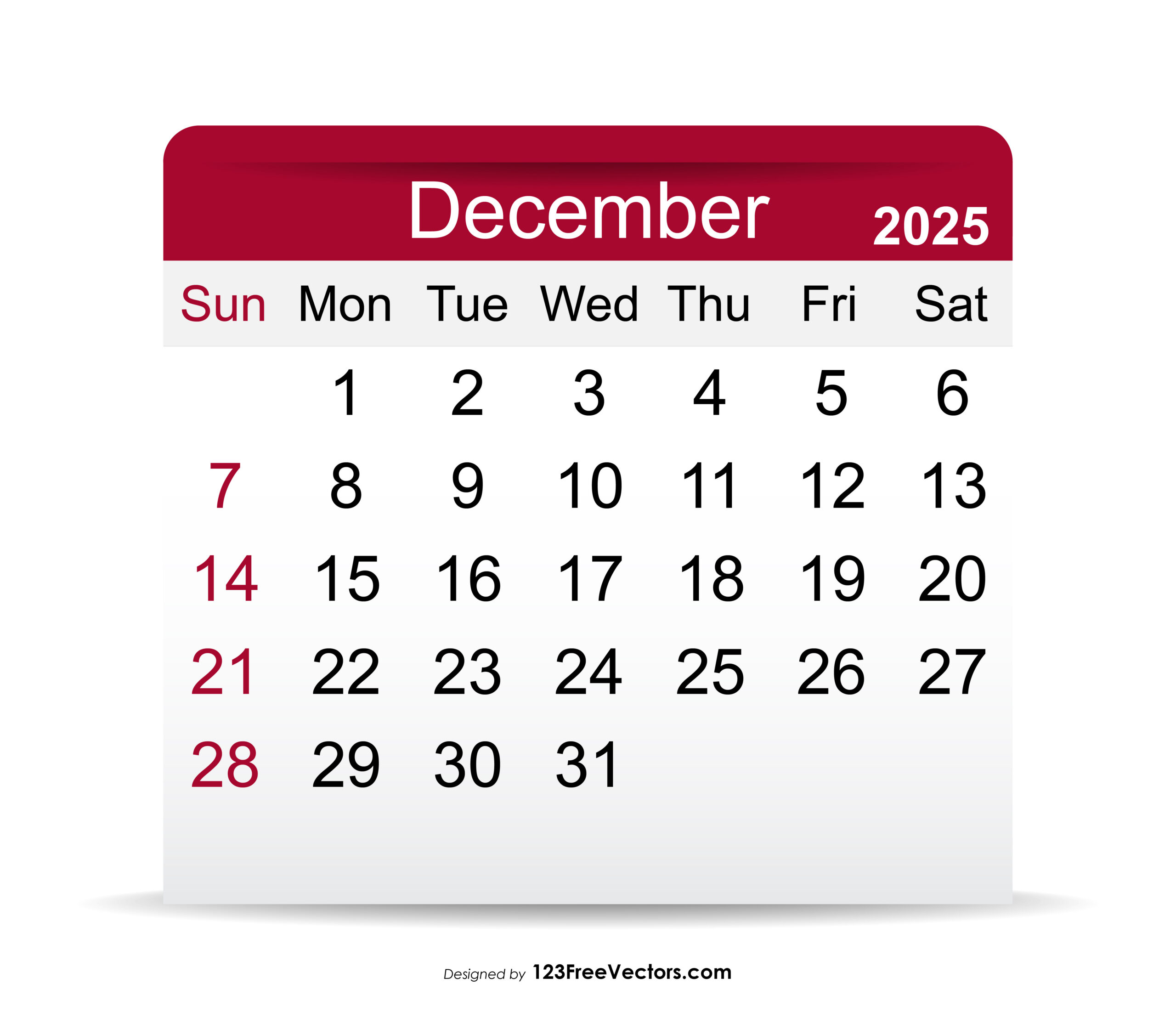 Free Download 2025 December Calendar for Calendar December 2025 2008 Printable