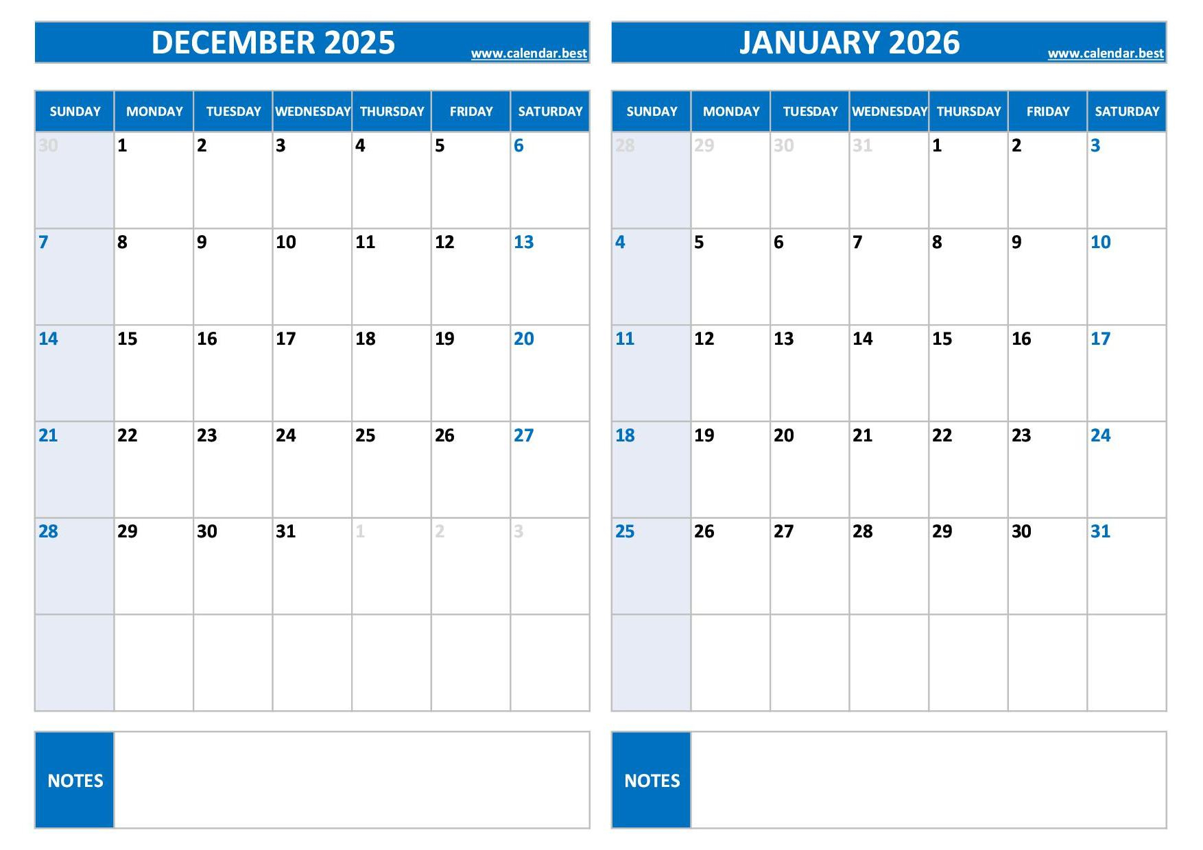 Printable December 2025 And January 2026 Calendar - Free Pdf & Jpg intended for Free Printable December 2025 January 2026 Calendar
