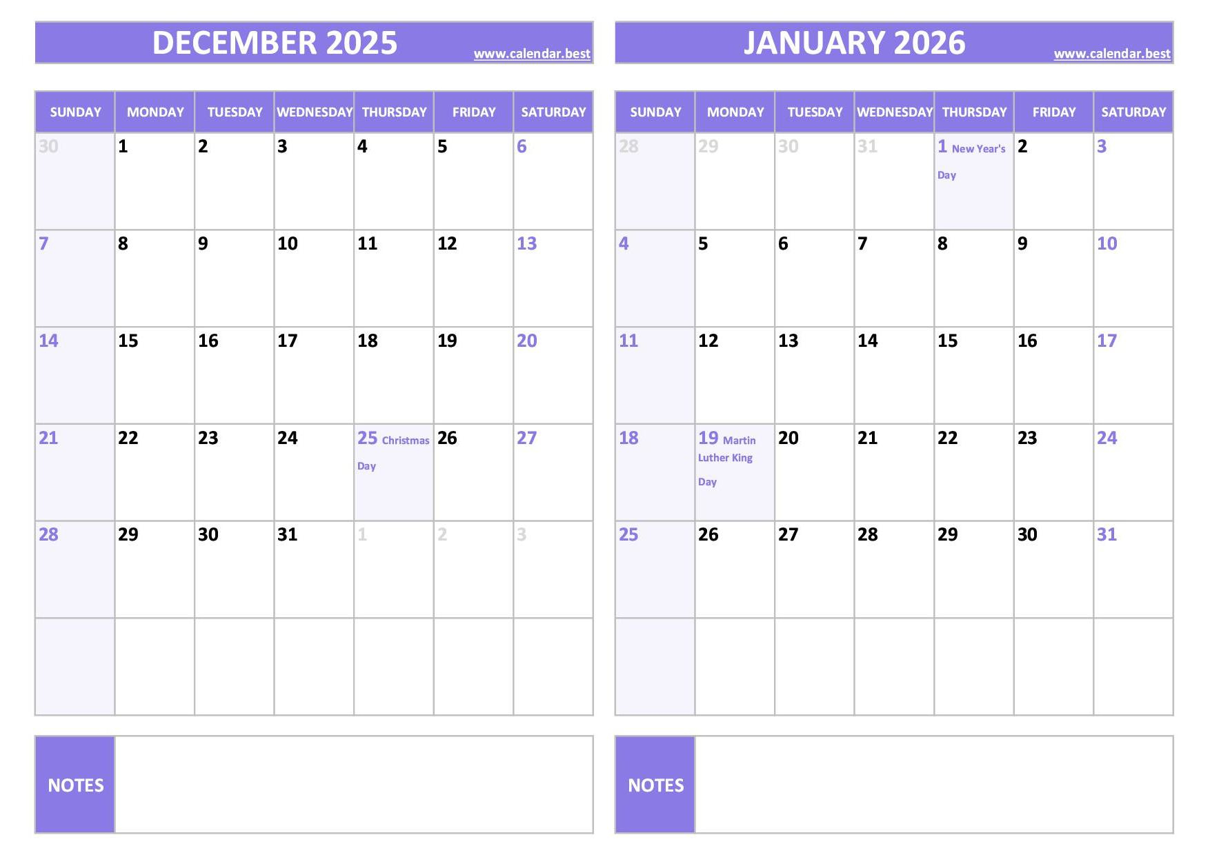 Printable December 2025 And January 2026 Calendar - Free Pdf &amp;amp; Jpg with December 2025 January 2026 Calendar With Holidays Printable